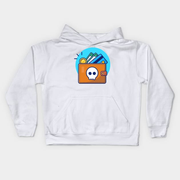 Wallet with coin and card hacked cartoon Kids Hoodie by Catalyst Labs